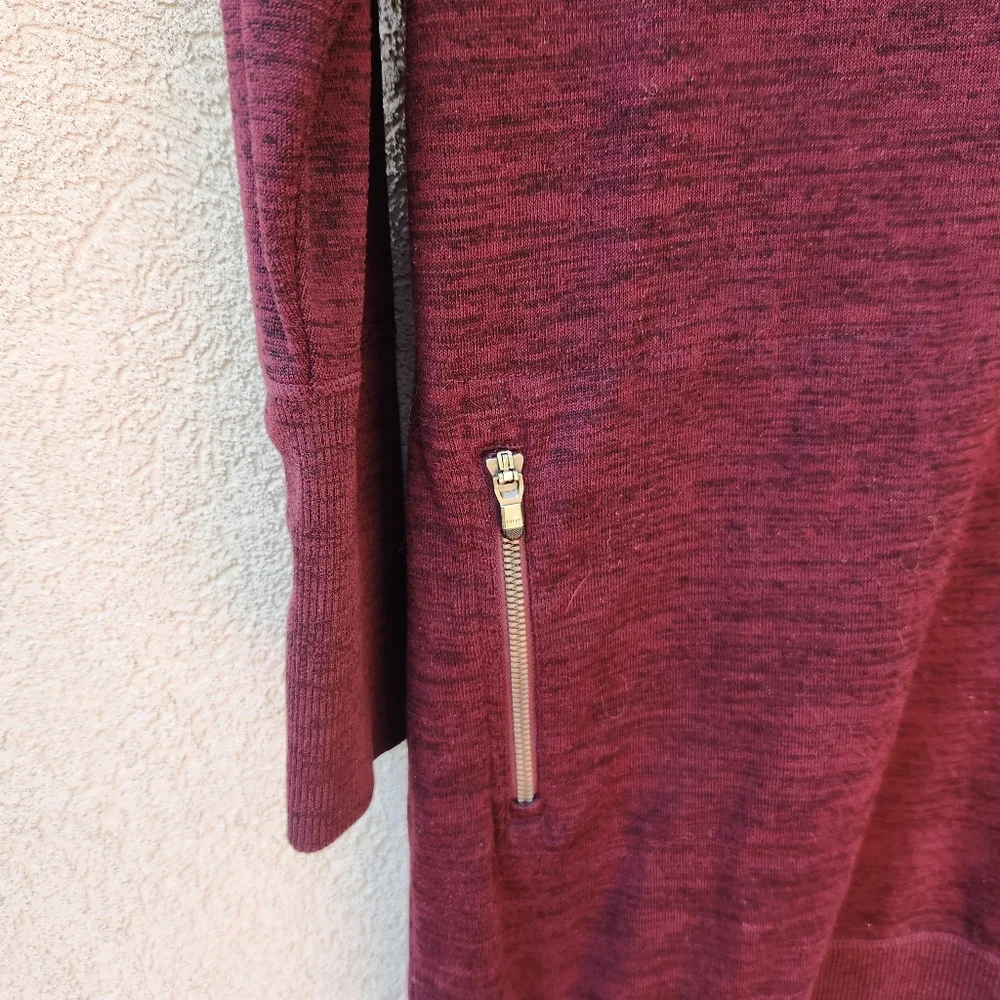 ATHLETA Women's Sport It Sweater Dress Medium Cowl Neck Burgundy Comfort - Picture 12 of 13